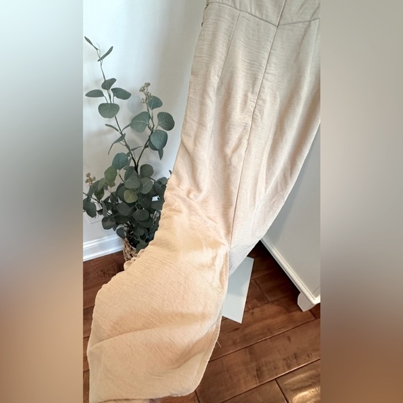 PrettyLittleThing Stone Bandeau Cowl Detail Ruched MIDI Dress Size 0 - Picture 6 of 16